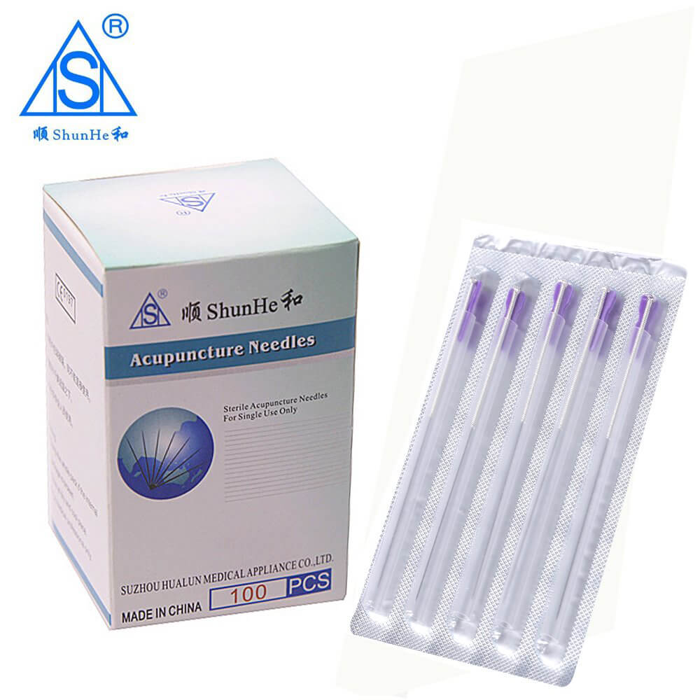 Silver Plated Handle Acupuncture Needle with Tube Aluminium Foil Package 100pcs/box