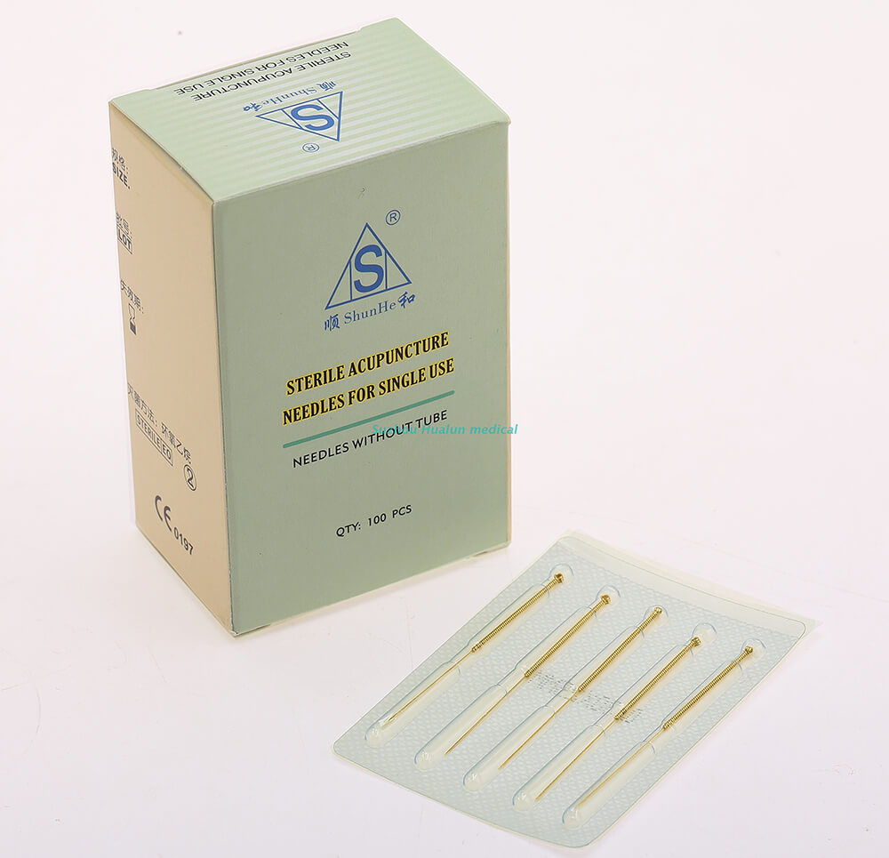 Gold plated handle Acupuncture needles without tube