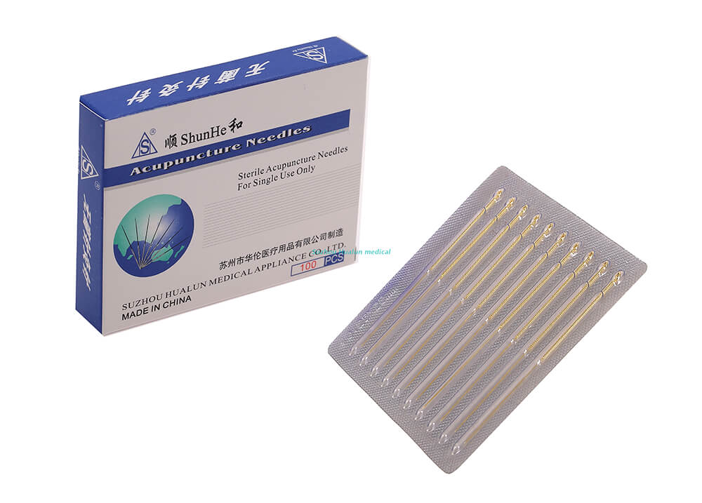 Gold plated handle Acupuncture needles without tube(Aluminum foil needle)